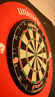 Dartboard at Lofty’s Bar, Briston Pavilion